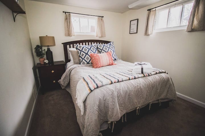 For those that like that underground feeling, bedroom 3 has a full bed and is your oasis in the basement.