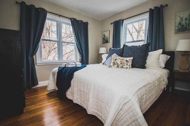 Bedroom 1 with a luxurious king sized bed.