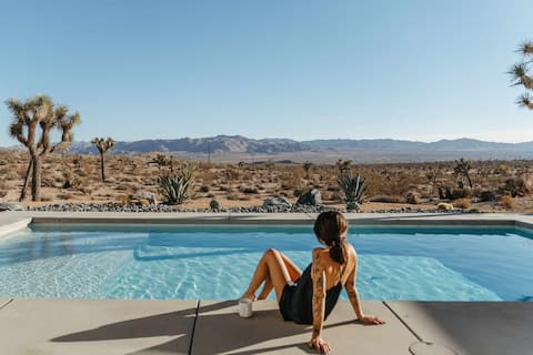 Popular Airbnb listing: The Om Temple • Serenity, Pool, Spa, Sauna, Yoga in Yucca Valley