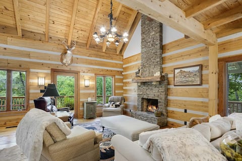 Elegant cabin surrounded by nature