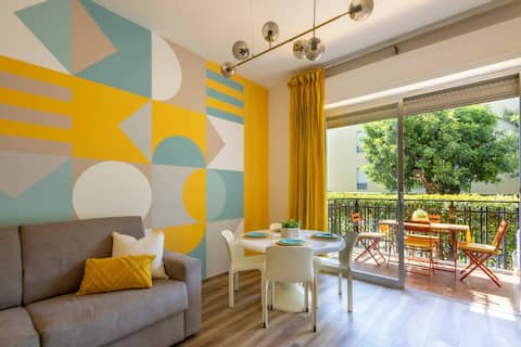 Stiloso bilocale design terrazzo+parking