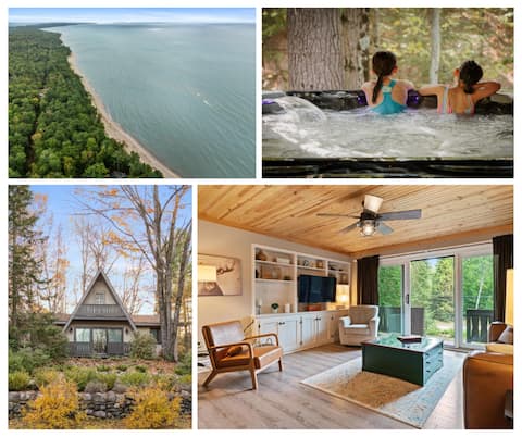 Hot Tub | Wood Burning Fireplace | Walk to Lake MI