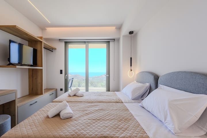 Villa Katerina 1, dormitorio con dos camas individuales