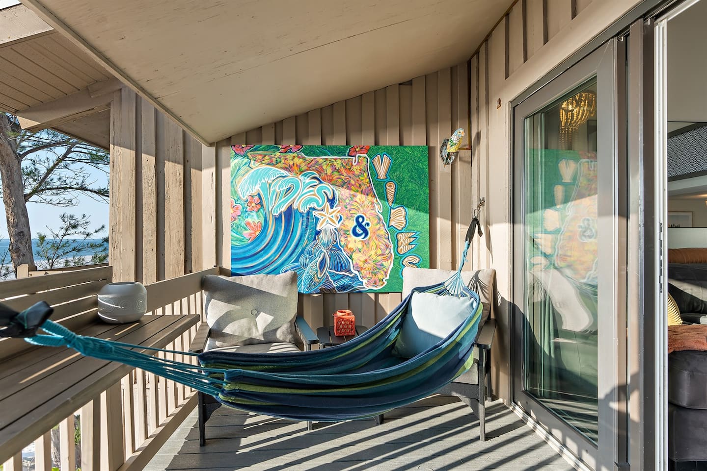 Sunset balcony with hammock over the Gulf