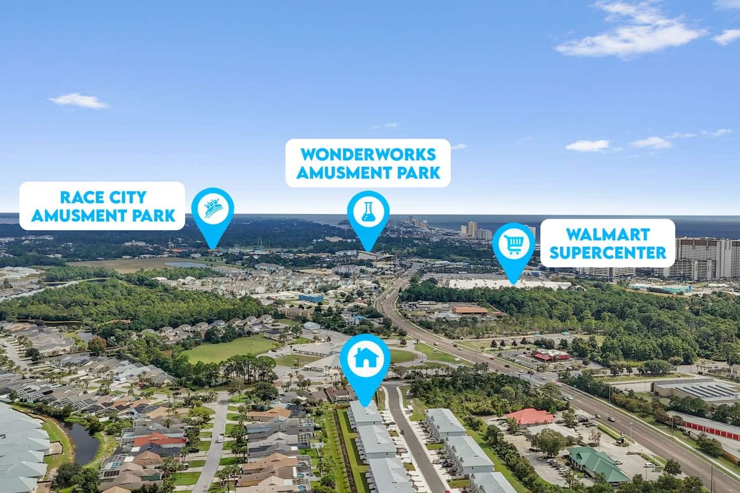 Short drive to all nearby attractions (some can be walkable or you can rent the bikes and bike, too)
