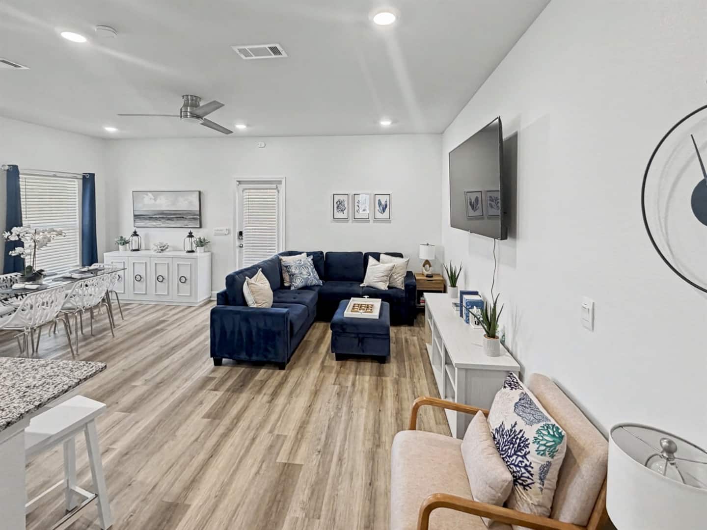 Open and Modern: Enjoy the seamless flow of living and kitchen areas, ample light, and a spacious feel