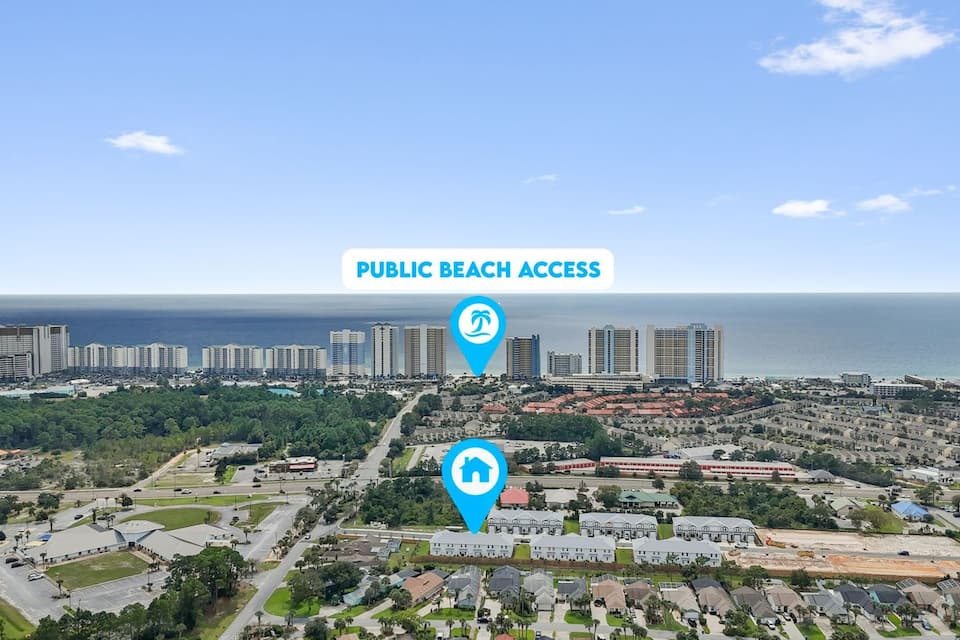 White-sand beach at Public Access 36, a short walk from the townhome