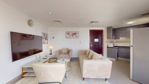 Top Airbnb: The Bridge - Tranquil Two Bedroom in Sports City in Al Hebiah Fourth