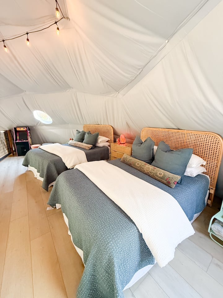Loft space — Loft sleeping area inside the luxury geodesic dome