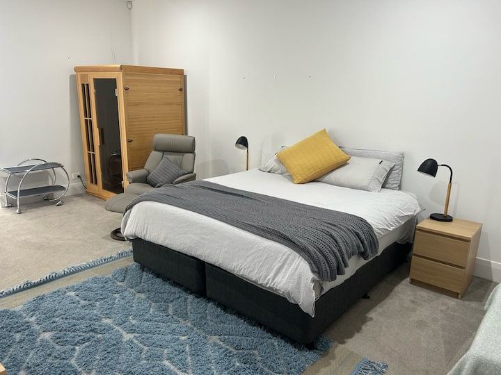 Bedroom 2 - The guest bedroom with King Bed, Infrared Sauna, Ensuite, TV