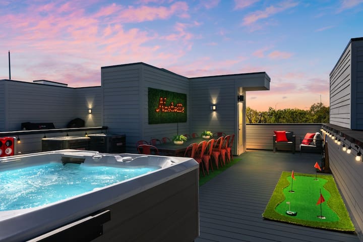 Rooftop + Hot Tub + Game Room