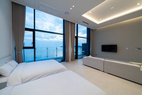 A comfortable space with a beautiful view through the window