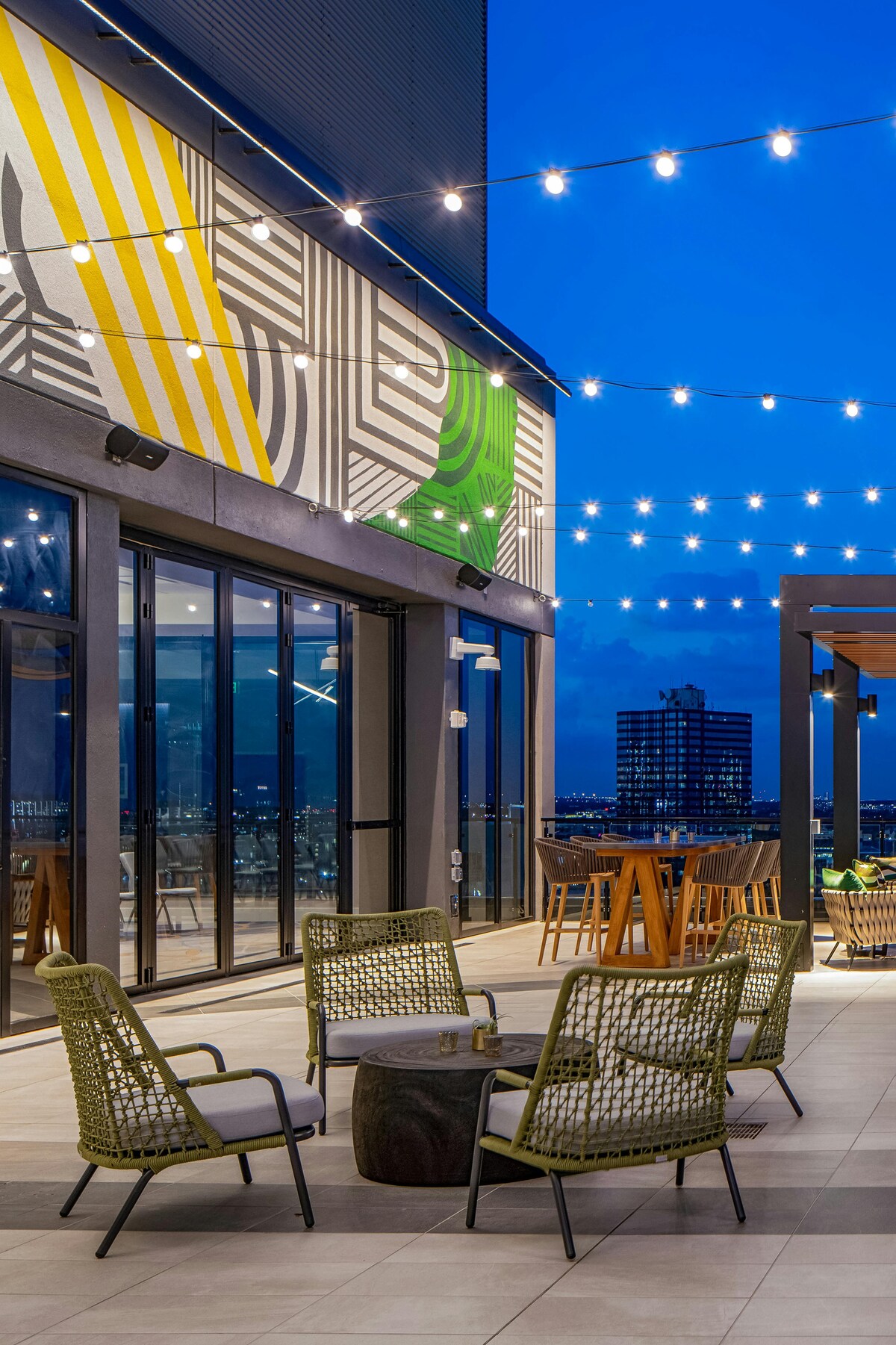 Sweeping views of Austin from the rooftop terrace