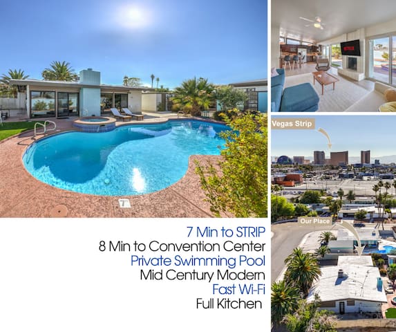 Mid Century Modern near STRIP w Pool, King Suite