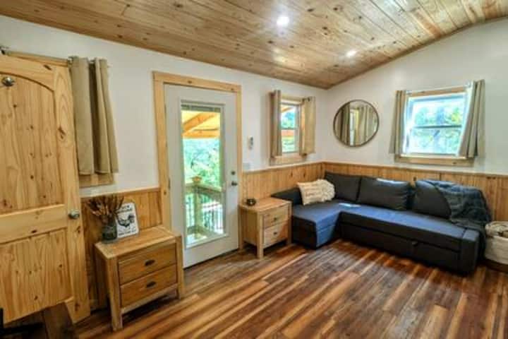 This sleeper sofa converts into a queen sized bed. 