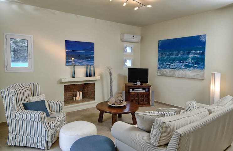 Villa Ouranos our dream in blue and cream with sea