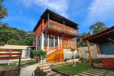 Cabin with Pool, BBQ, and Fire Pit Surrounded