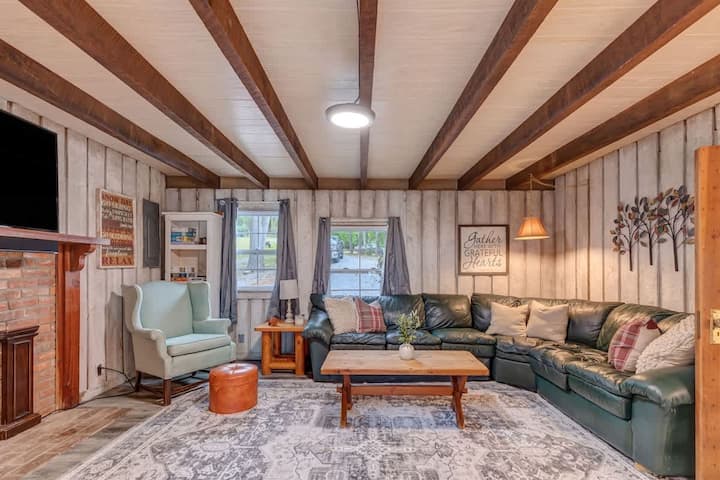 Get cozy! Our living room sofa is perfect to sprawl out and watch a movie.