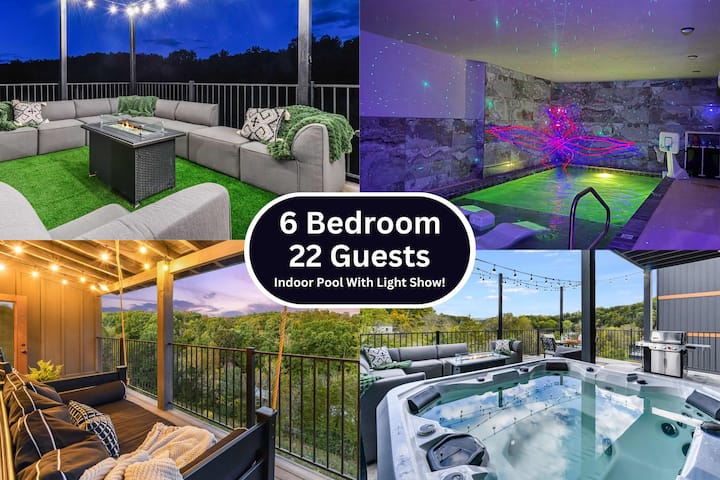 22 Guests | Luxury Chalet | Indoor Pool | Mtn View - Sevierville, TN