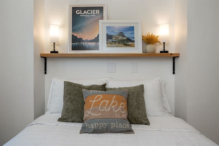 Upper level bedroom with comfy queen bed