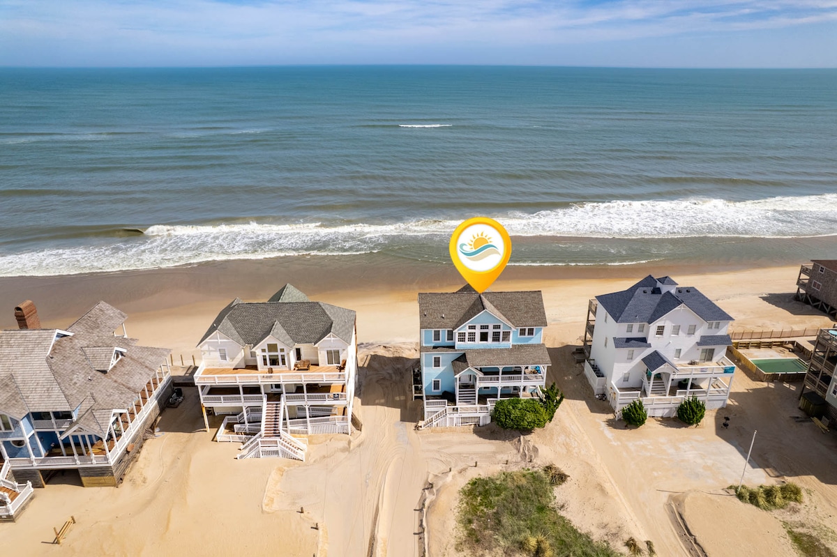 7 br, SUPER Oceanfront, game room, theater, hottub