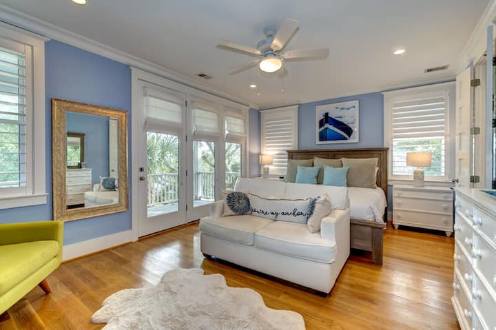 Second floor master with king bed and ensuite bathroom