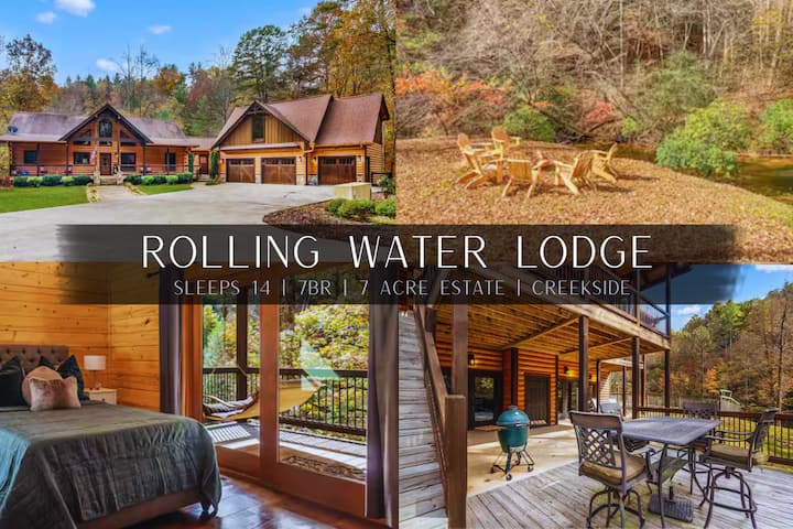 Rolling Water Lodge | Creekside 7 Br Log Cabin - United States