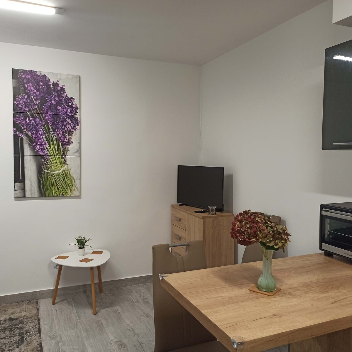 Televisión moderna en el departamento. 