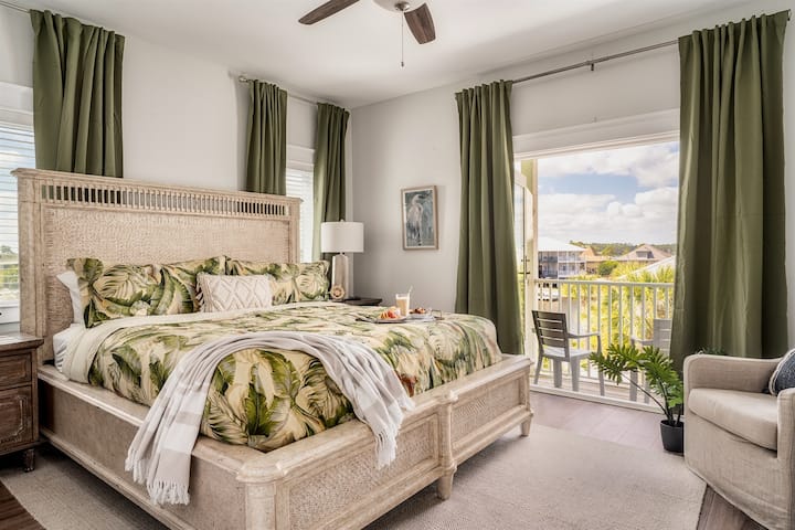 [Primary Bedroom] Welcome! Experience the comfort of your master king bed with an ensuite bathroom and balcony just for you.