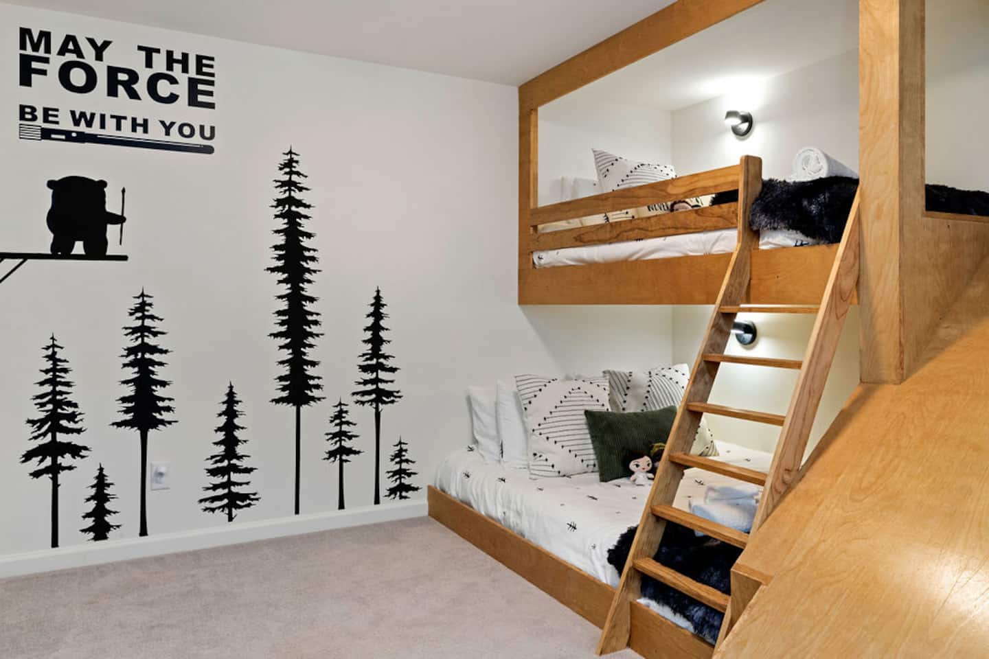 Picture lights-out with a sign like this over the bunks: 'May the Force be with you.'