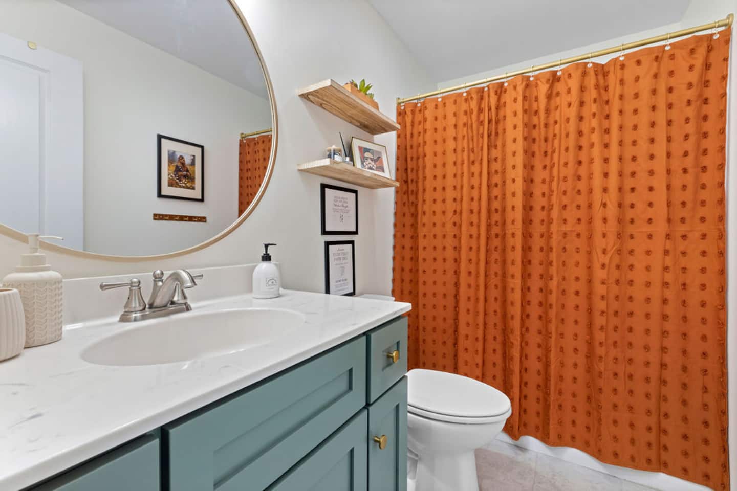 Use this bathroom downstairs if you're holding court in the game room and don't want to climb a flight mid-movie. Fully stocked, same as