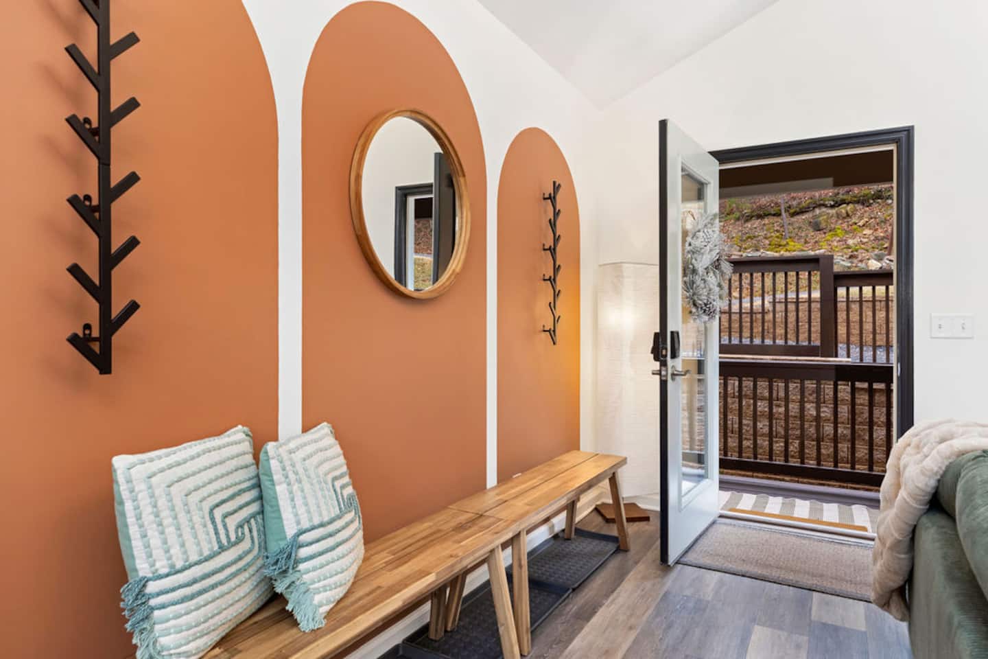 Drop your bags, hang up your coat, and check the mirror before you head out to the deck. This is the room everyone forgets to photograph