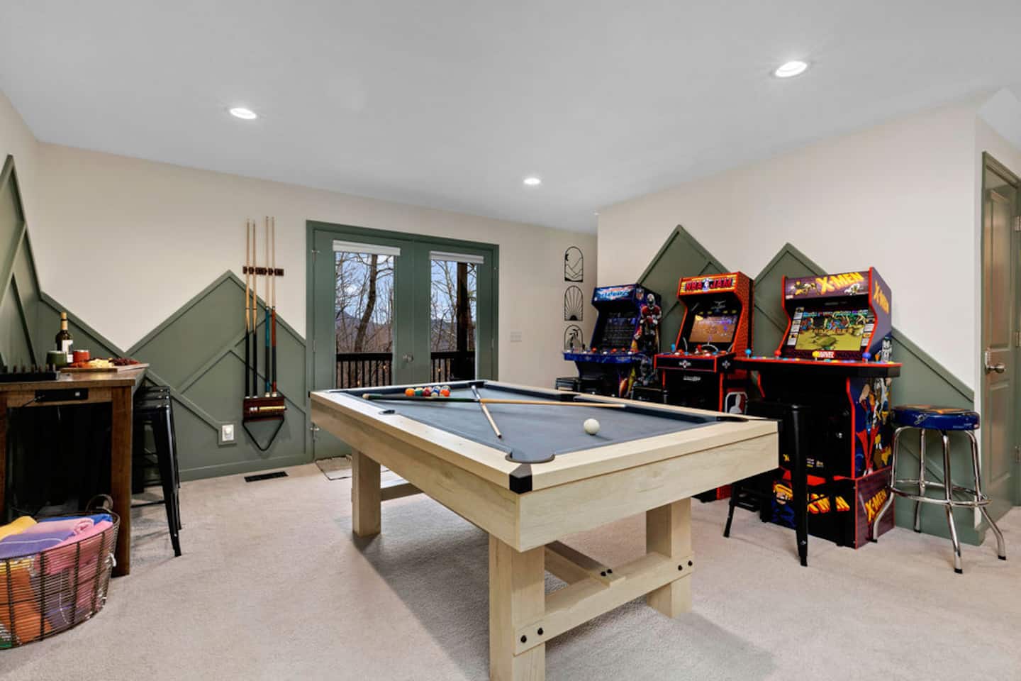 Set the balls up and get a game going before the group upstairs finishes their s'mores. Winner stays on, loser buys the next round.