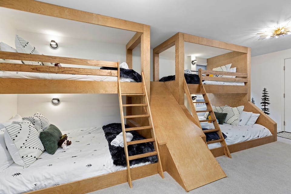 The Ewok Village bunk room with two queen beds and two twin beds