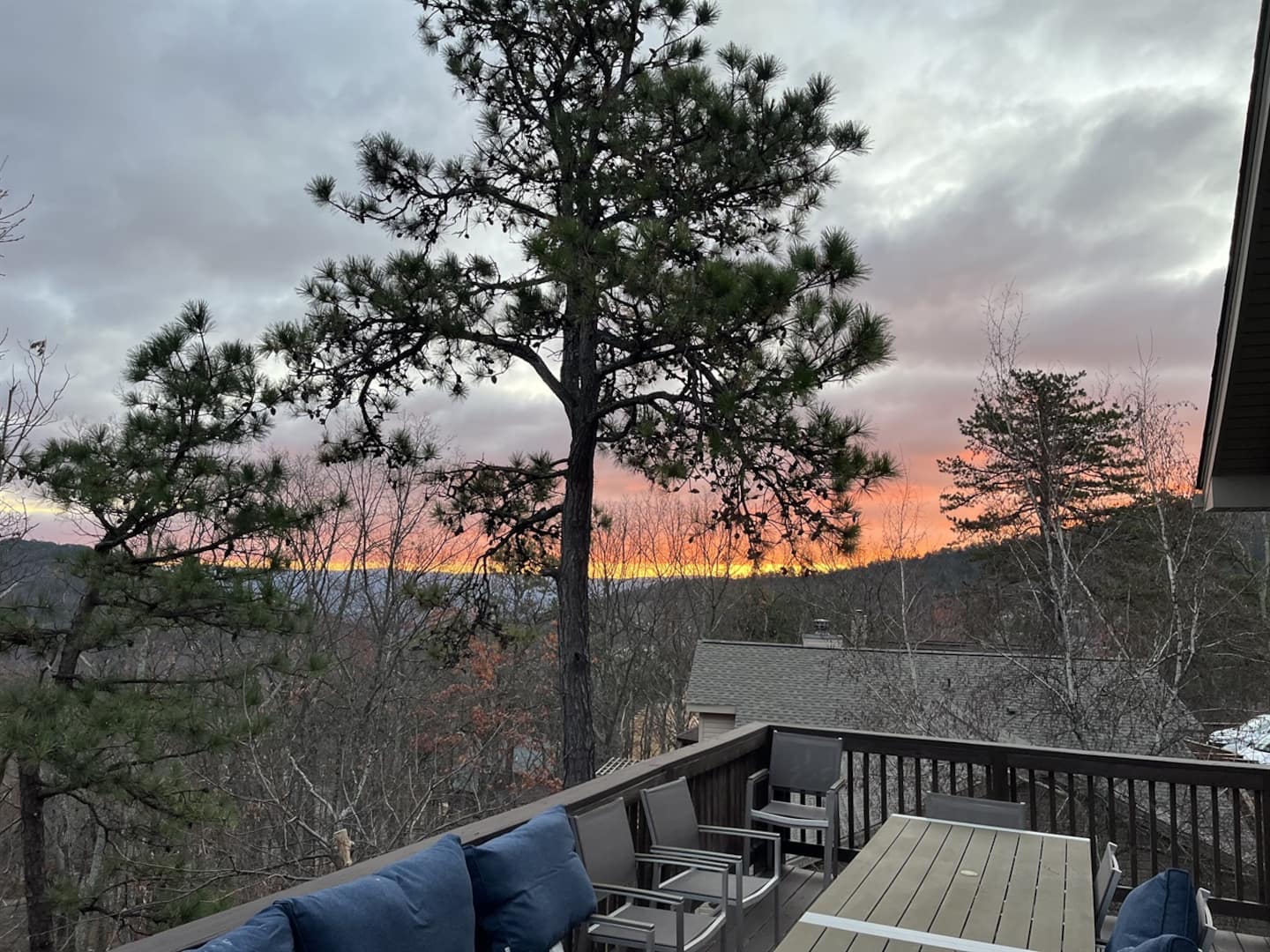 Step out here with your coffee before anyone else is awake. The hills go pink and orange most mornings, and this view is yours alone for a