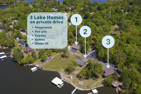 3 Lake Homes Together- Family Reunion Perfection