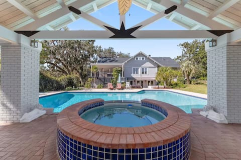 Grand 1920s Estate with Pool, Spa, & Gym