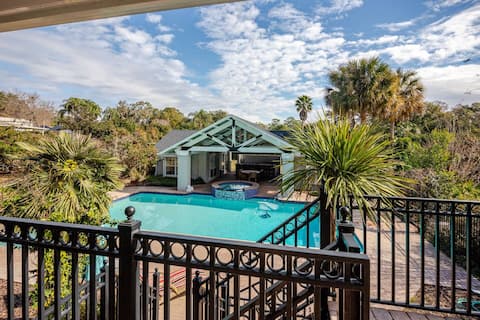 Grand 1920s Estate with Pool, Spa, & Gym