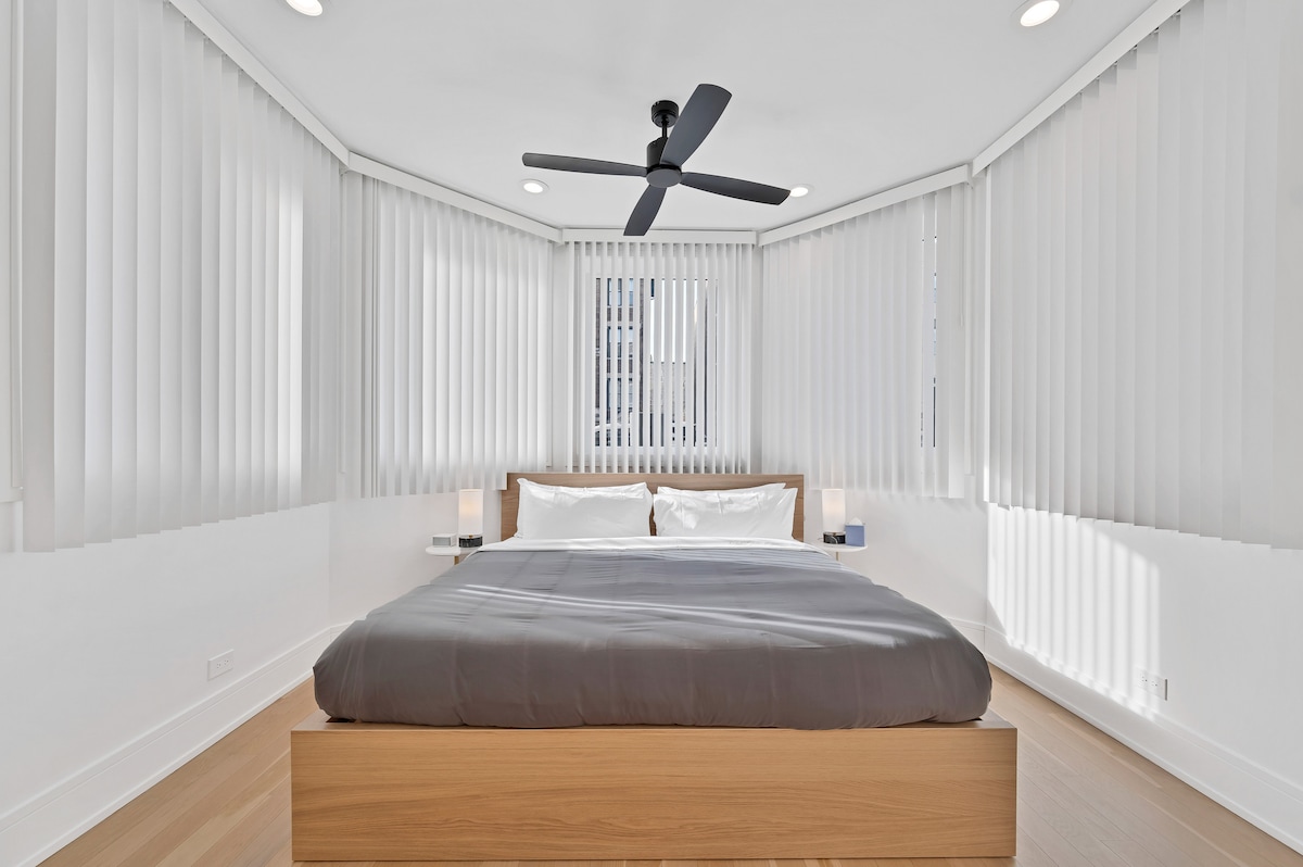 Vnútri, stropný ventilátor, posteľ, spálňa, nábytok