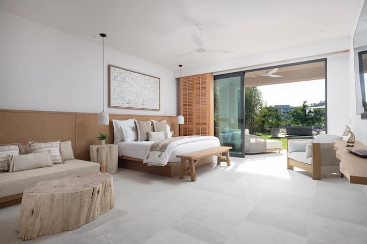 Master bedroom (1 King & Sofa bed) + golf course view terrace + en-suite bathroom