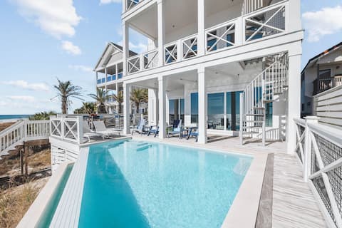 Gulf-Front Mansion w/Infinity Pool + Beach Access