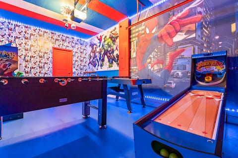 Upstay: Poolside Mansion w/ Themed Arcade & Cinema