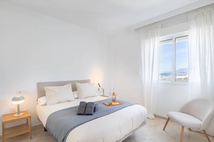 Cama, Foto de toda la habitación, Cuarto, Vista marítima, Bed, Photo of the whole room, Bedroom, Sea view