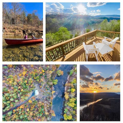 Log Cabin w/Fireplace, EV Station & River Access