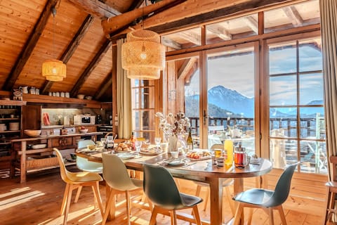 Slowchalet de l'Ourse with stunning view, sauna