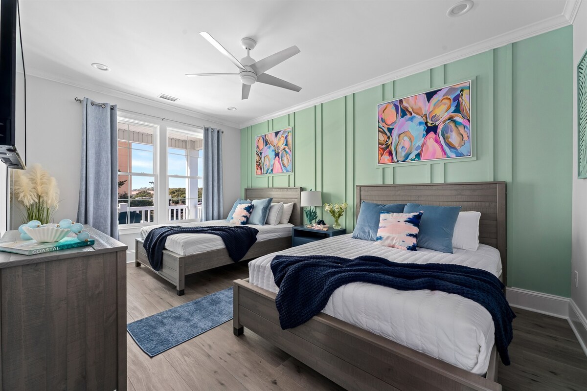 חדר שינה 3 - צבעים תוססים וכל אווירת החוף הנכונה בחדר קווין הכפול שלנו למעלה