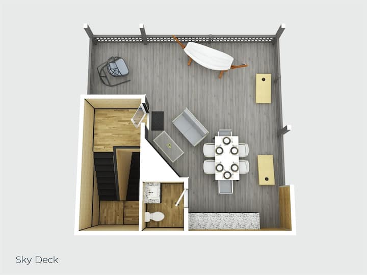 الطابق الثالث مفتوح سكاي ديك مع حمام 1/2