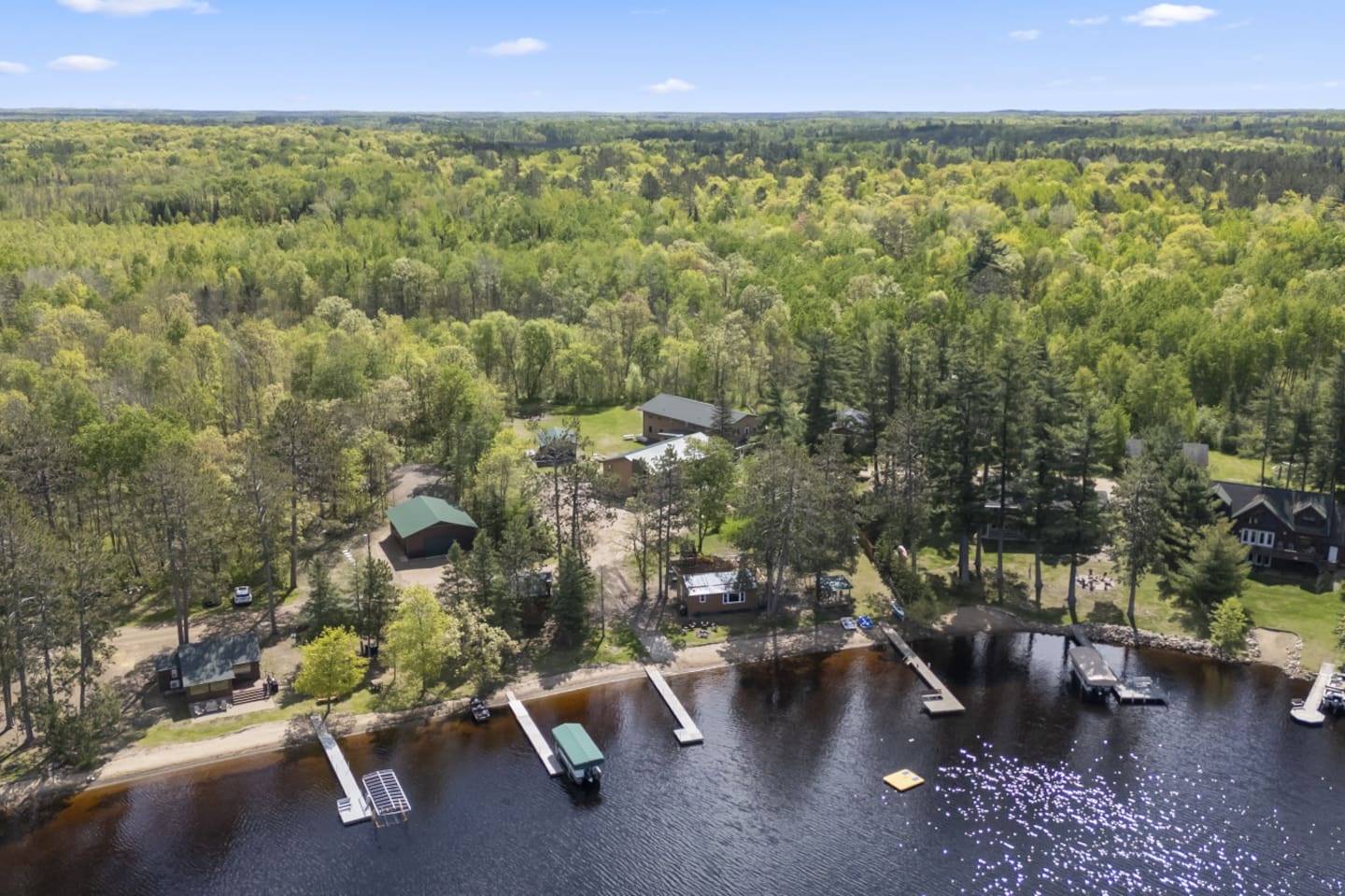 Ariel view of shared beach 2 docks