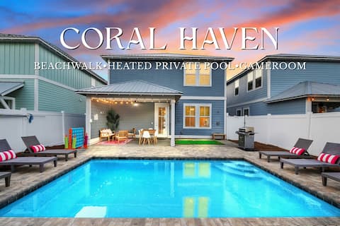 Heated Pool– Outdoor Games– 1 block Walk to Beach