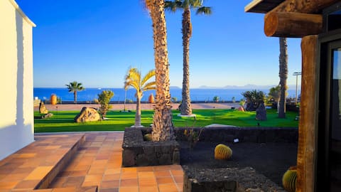 A volcano villa with a pool, mini-golf, and blue ocean